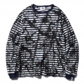 GOODENOUGH-L:S DRIP BORDER SHIRTS - White : Navy