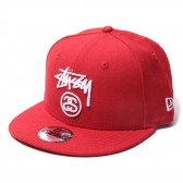 STUSSY-Kids Stock Lock New Era Ball Cap - Red