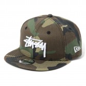 STUSSY-Kids Camo Stock New Era Ball Cap - Woodland