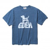 GOODENOUGH-PRINT INDIGO TEE - GDEH DOG Crack Print - Lt.Indigo