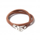 LEATHER & SILVER MOTO-レザーブレス LBC-011 - Brown