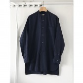 COMOLI-コットンネル バンドカラーシャツ - Navy