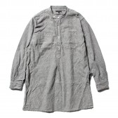 ENGINEERED GARMENTS-Banded Collar Long Shirt - Solid Flannel - H.Grey