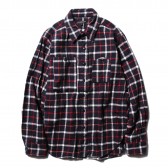 ENGINEERED GARMENTS-Work Shirt - Plaid Flannel - Navy : White