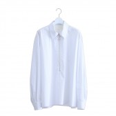 NEON SIGN-PENCIL STRIPE HALF ZIP SHIRT - White