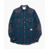 and wander-wool check shirt (M) - Green