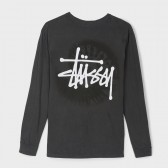 STUSSY-Basic Swirl Pig Dyed LSL Tee - Black