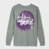 STUSSY-Basic Swirl Pig Dyed LSL Tee - Grey