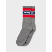 STUSSY-Stripe Crew Socks - Grey Heather