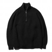 BATONER-片畦ハーフZIPプルオーバー - Black