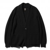 BATONER-片畦変形ショールカラーカーディガン - Black