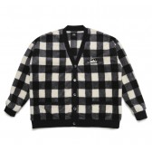 ELVIRA-CHECK BOA CARDIGAN - White
