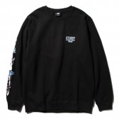 STUSSY-Skull & Roses Crew - Black
