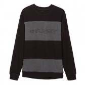 STUSSY-Paneled LS Crew - Black