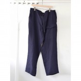 COMOLI-リネン起毛 ドローストリングパンツ - Navy