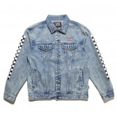 ELVIRA-CHECKER SQUARE TRUCKER JACKET - Indigo