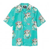 STUSSY-Skull Pattern Shirt - Teal