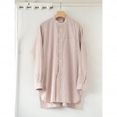 COMOLI-バンドカラーシャツ - Pink Stripe