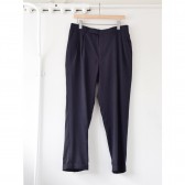 COMOLI-リネンウール 2タックパンツ - Navy