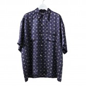 NEON SIGN-OPEN COLLAR SHIRT PLOVER - Navy