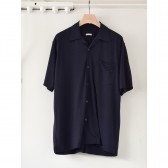 COMOLI-ウール天竺 半袖シャツ - Navy