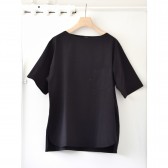 COMOLI-ボートネック 半袖シャツ - Black