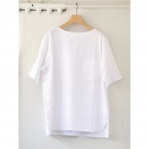COMOLI-ボートネック 半袖シャツ - White
