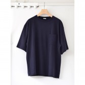 COMOLI-コットンシルク裏毛 半袖クルー - Navy