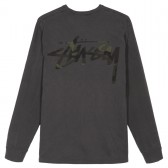 STUSSY-Camo Stock Pig. Dyed PKT LS Tee - Black