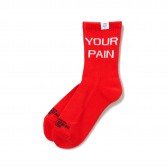 BEDWIN-2pcs PACK JACQUARD SOCKS 「LARRY」 - Red × Gray