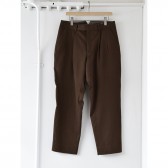 COMOLI-ウールギャバ 2タックパンツ - Brown