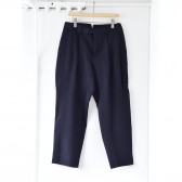 COMOLI-ウールギャバ 2タックパンツ - Navy