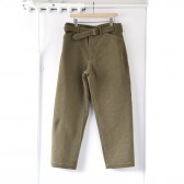 COMOLI-ウールコットン ベルテッドパンツ - Khaki