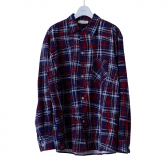 NEON SIGN-FLANNEL SHIRT UNIVERSAL CHECK - Navy