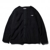 PILE FLEECE NO COLLAR JACKET - Black