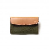 LEATHER & SILVER MOTO-被せ Card Case Combi CA2 - Green
