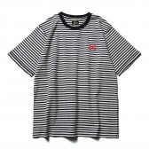 Needles-S:S Papillon Emb. Tee - Cotton Jersey : Stripe - Off White