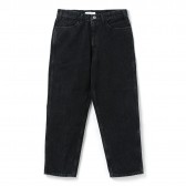 Living Concept-5POCKET WIDE DENIM PANTS / BLACK BIO WASH - Black