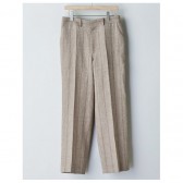 AURALEE-LINEN WOOL SILK SHARK SKIN SLACKS - Beige Stripe