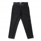 Living Concept-5POCKET TAPERED DENIM PANTS : BLACK BIO WASH - Black