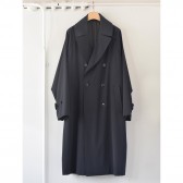 COMOLI-ウールギャバ ダブルブレステッドコート - Navy