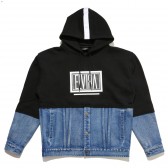 ELVIRA-HALF DENIM BOX HOODY - Black