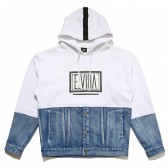 ELVIRA-HALF DENIM BOX HOODY - White