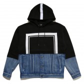 ELVIRA-HALF DENIM FRAME HOODY - Black
