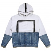 ELVIRA-HALF DENIM FRAME HOODY - White
