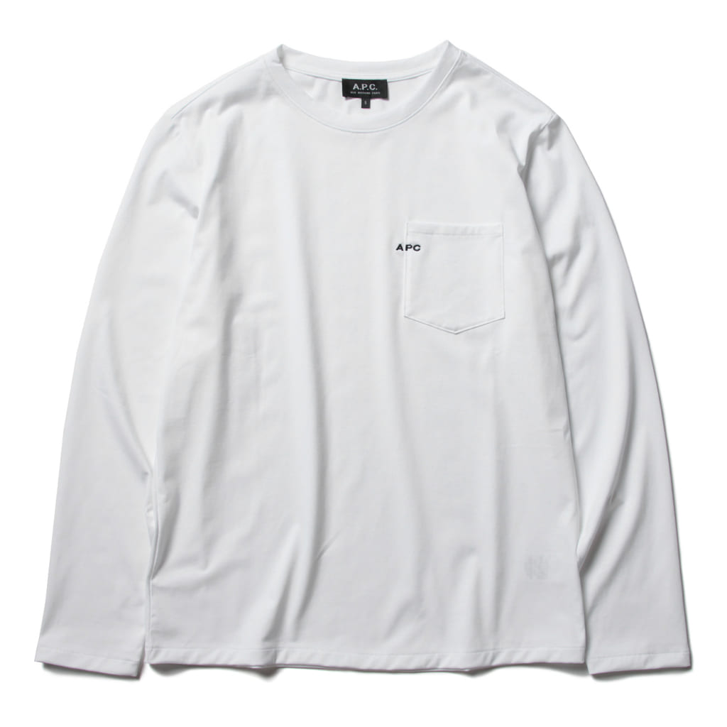 A.P.C.-T-SHIRT POCKET emb L/S - White