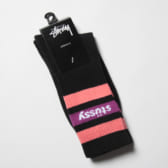 STUSSY-Stripe-Crew-Socks-Black-Coral-168x168