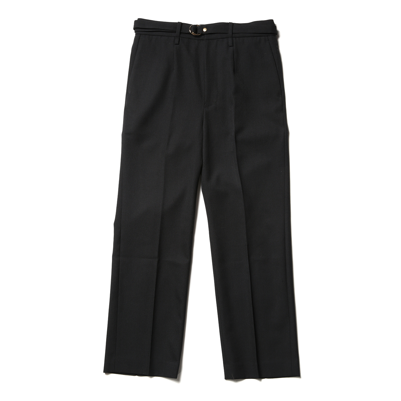 URU TOKYO - STRAIGHT PANTS / WOOL SERGE - Black