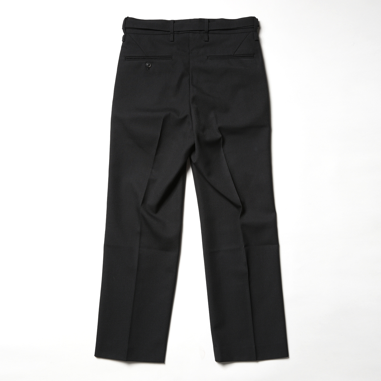 URU TOKYO - STRAIGHT PANTS / WOOL SERGE - Black