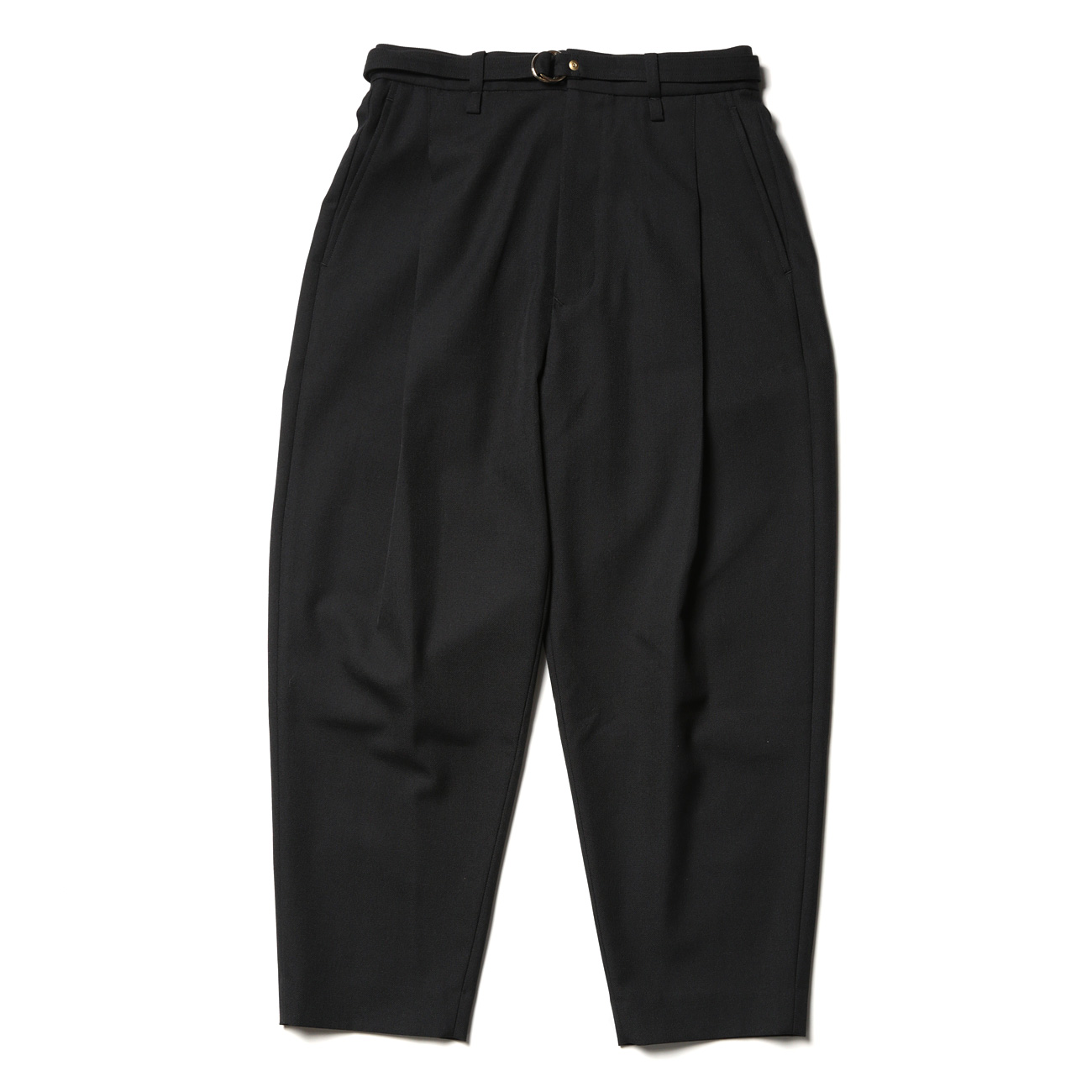 URU TOKYO - 1 TUCK PANTS / WOOL SERGE - Black